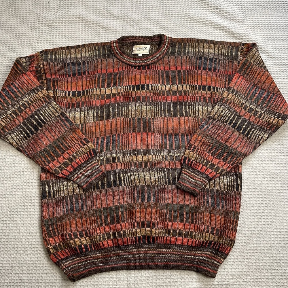 Intiwara Alpaca Sweater Large Men's Handmade Autumn Earthy Knit
